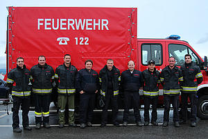 Mannschaft beim Einsatzfahrertraining (v.l.n.r.): OFM Gernot Ehgartner, OFM Daniel Walzl, OBI Christian Rauscig, BMdF Markus Nußbaummüller, HFM Rene Deutschmann, OLMdV Armin Engelmaier, OFM Dominik Pratter, LMdF Christopher Walch, LM Andre Ehgartner